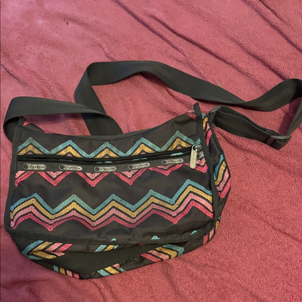 Lesportsac Black Chevron Crossbody Bag